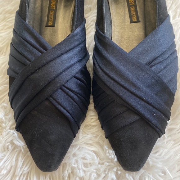 Larry Stuart black suede pointed toe pleated front formal shoes, Sz 7 1/2 M - Picture 4 of 12